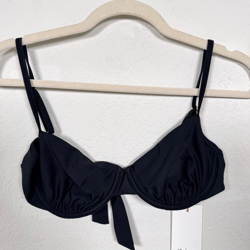Quince Womens Italian Demi Bikini Top Size S Swimwear Swim Minimal Black